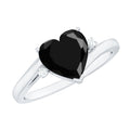 2 Carat Heart Shape Black Spinel Solitaire Engagement Ring