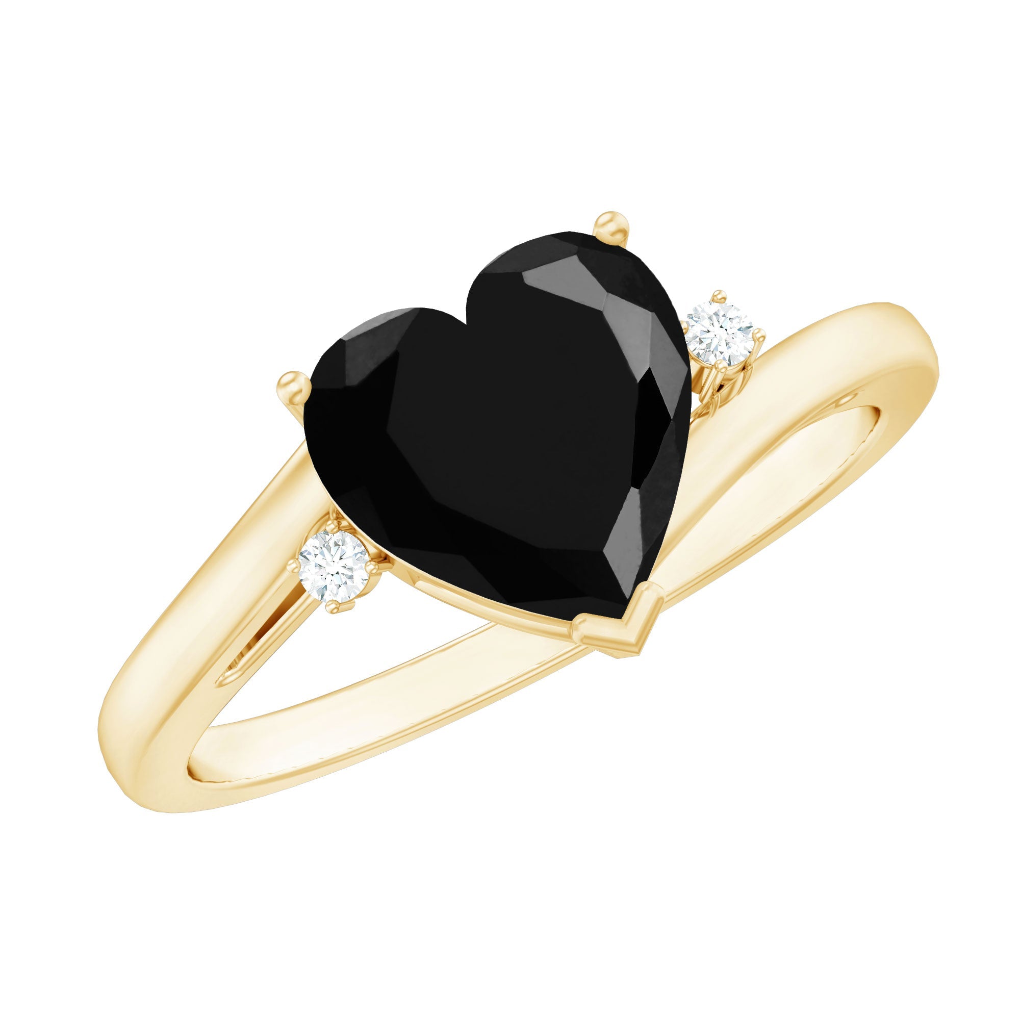 2 Carat Heart Shape Black Spinel Solitaire Engagement Ring