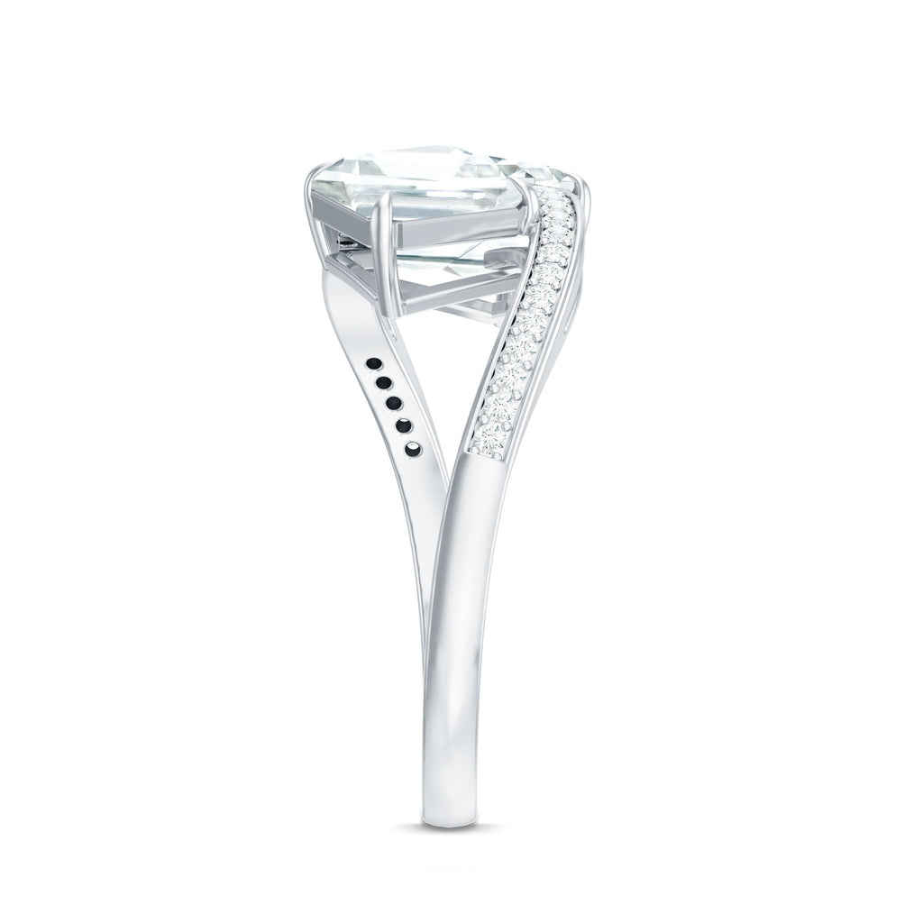 Asscher Cut Cubic Zirconia Two Stone Engagement Ring