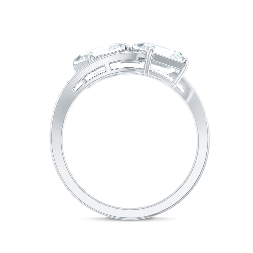 Asscher Cut Cubic Zirconia Two Stone Engagement Ring