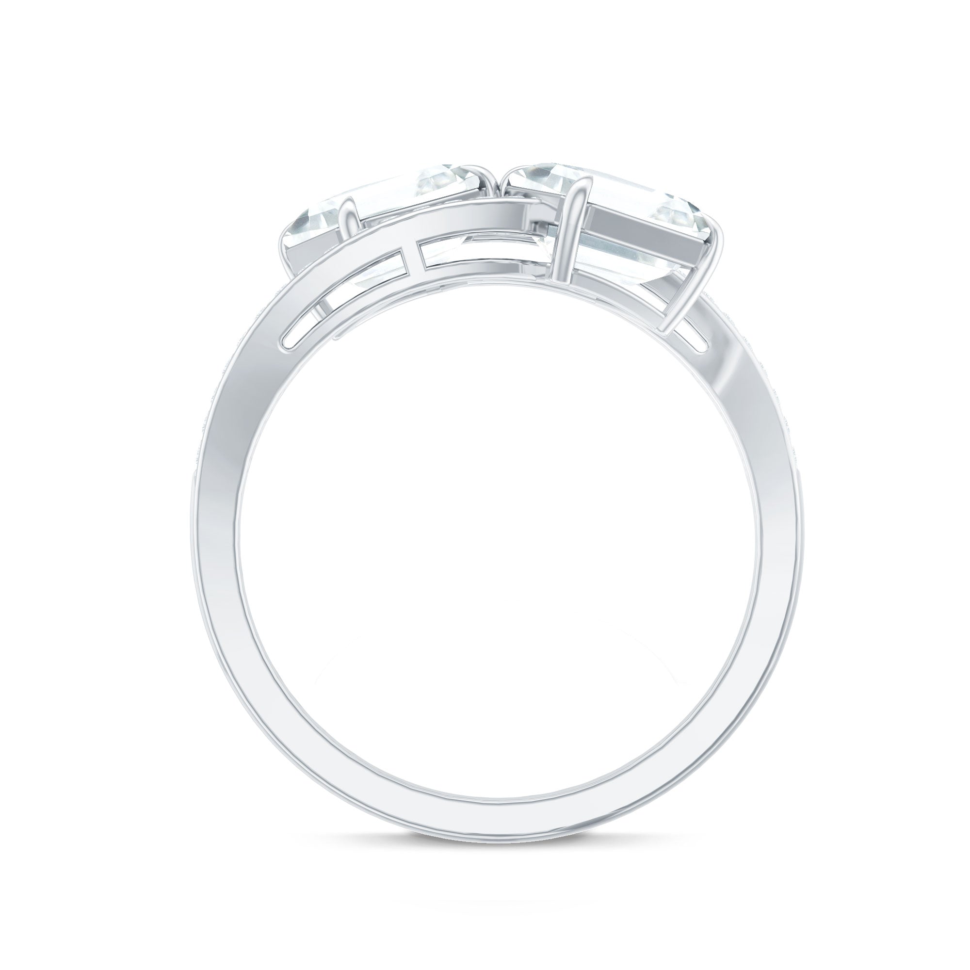 Asscher Cut Cubic Zirconia Two Stone Engagement Ring