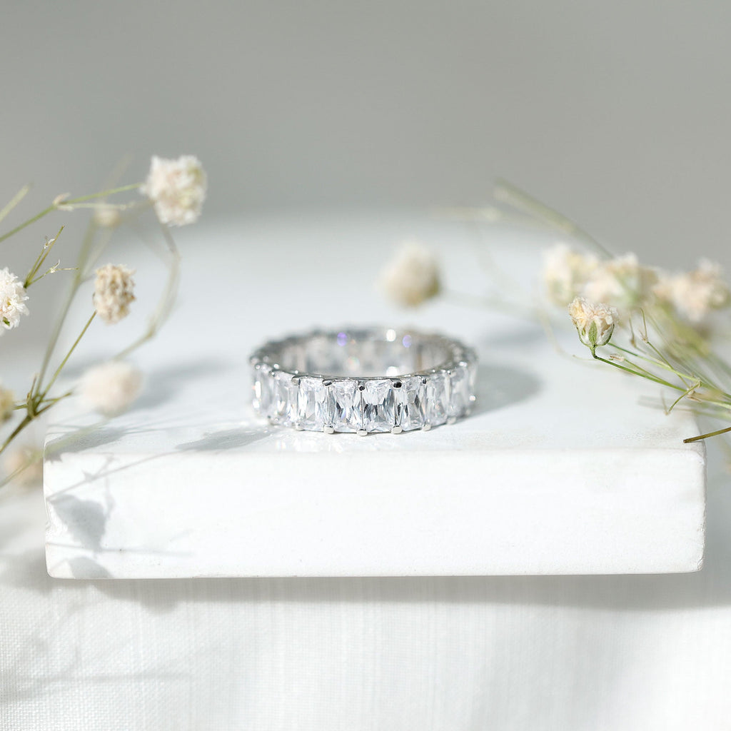 Emerald Cut Zircon Full Eternity Band Ring