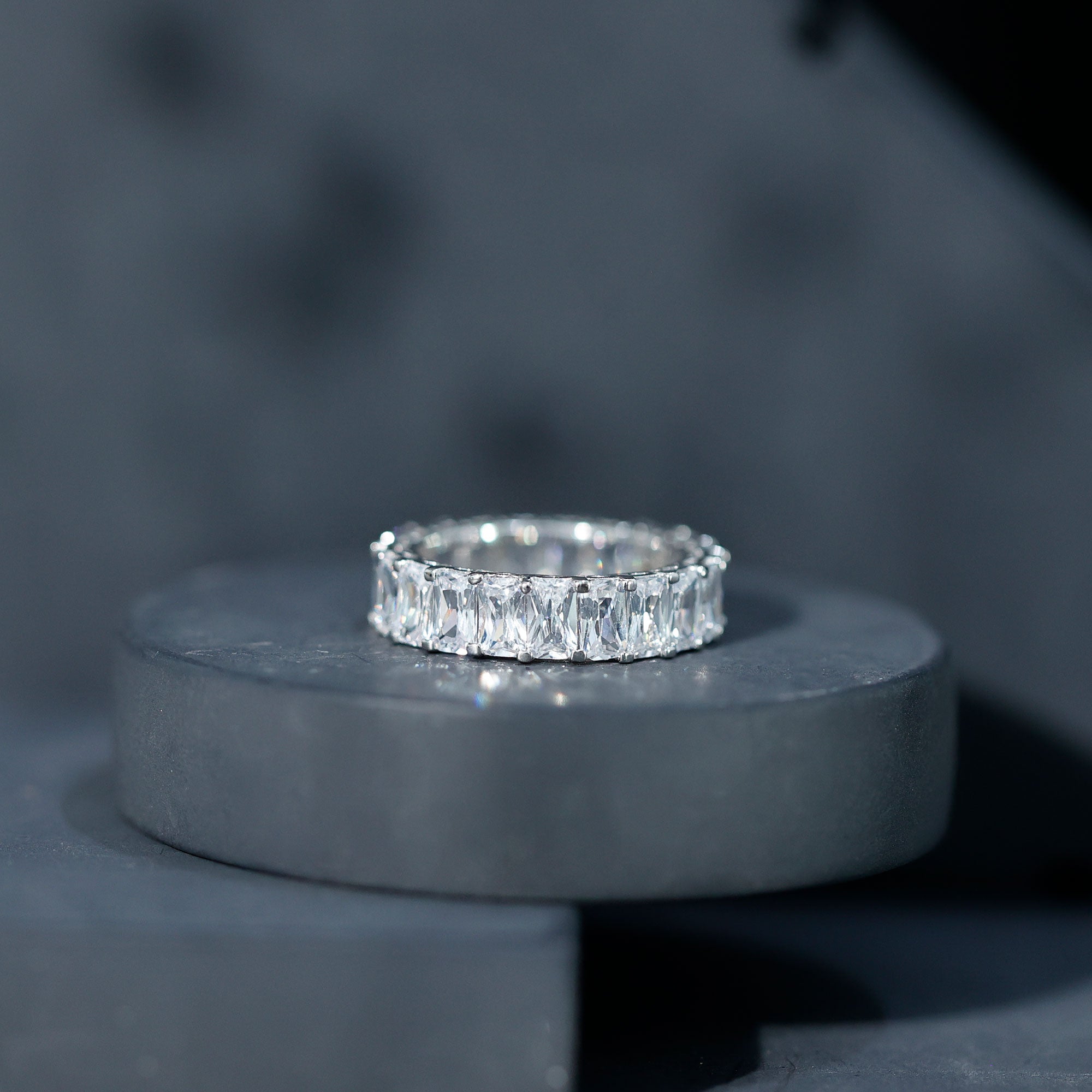 Emerald Cut Zircon Full Eternity Band Ring