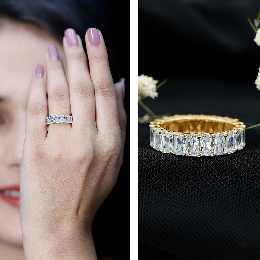 Emerald Cut Zircon Full Eternity Band Ring