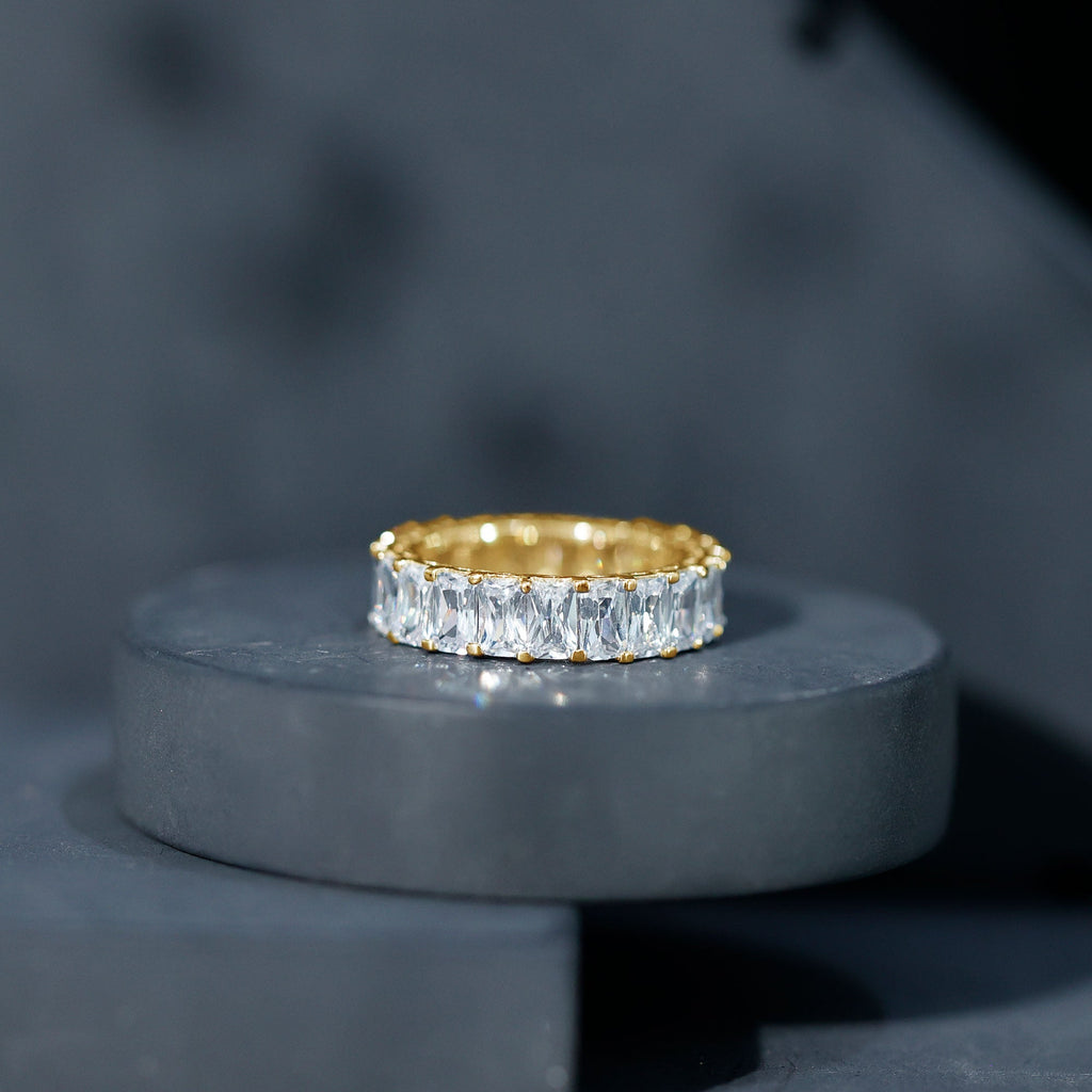 Emerald Cut Zircon Full Eternity Band Ring