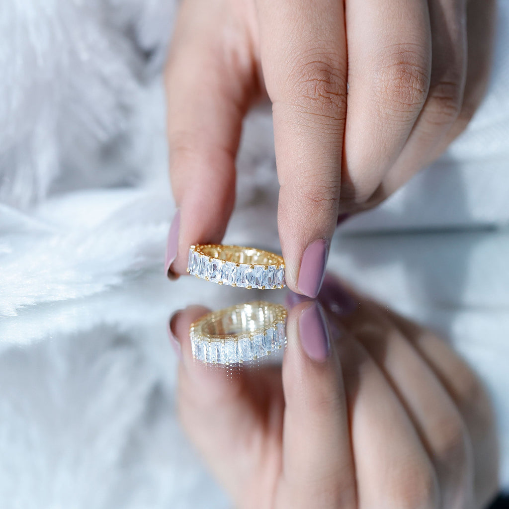 Emerald Cut Zircon Full Eternity Band Ring