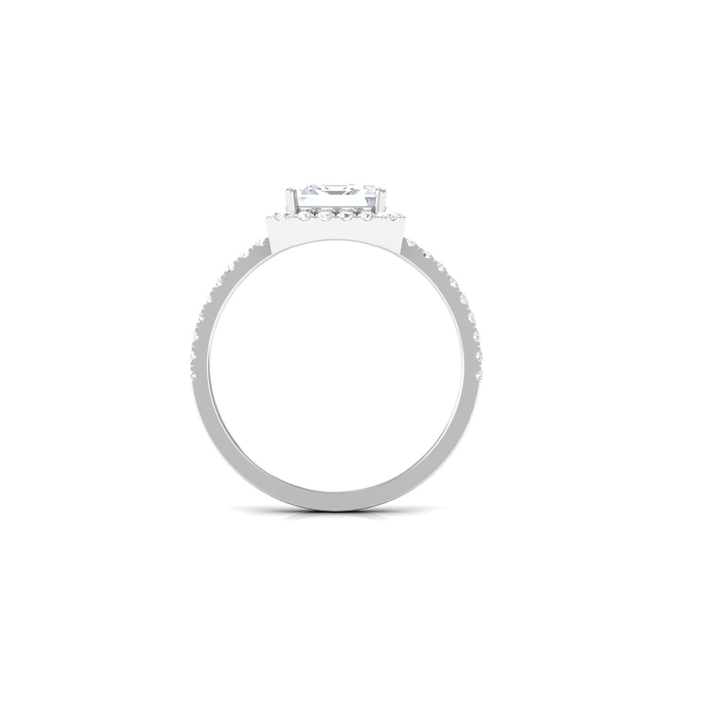Asscher Cut Simulated Diamond Halo Engagement Ring