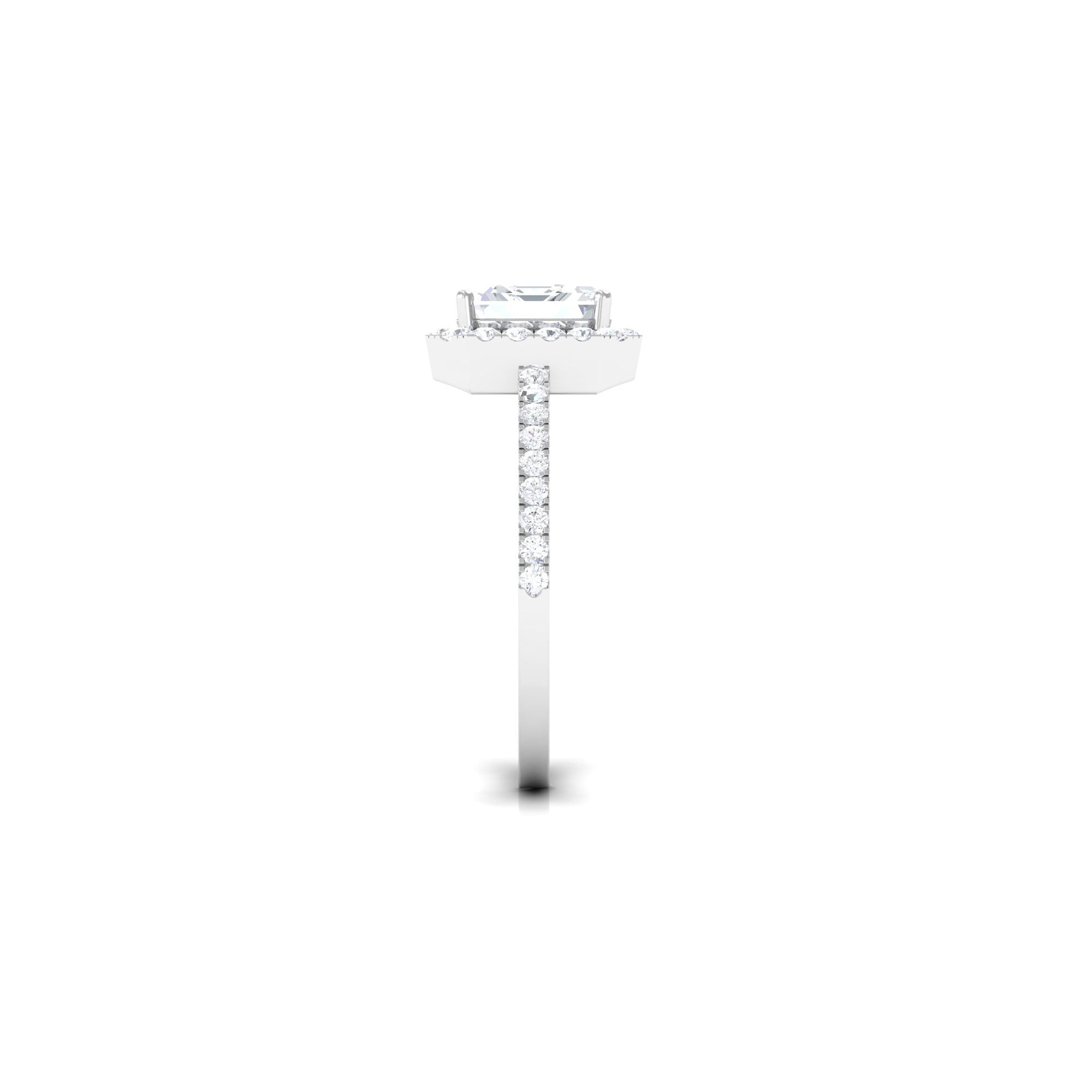 Asscher Cut Simulated Diamond Halo Engagement Ring