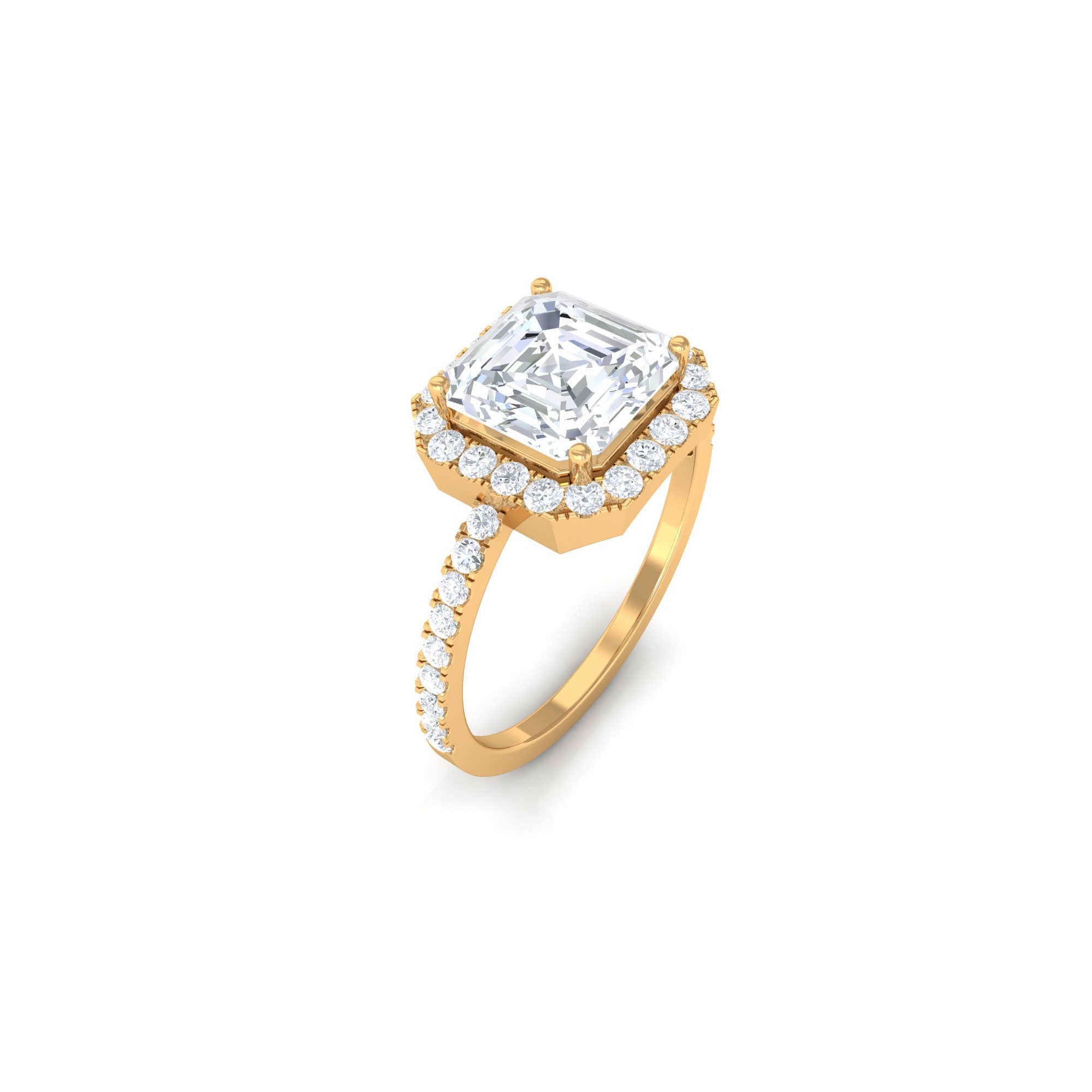 Asscher Cut Simulated Diamond Halo Engagement Ring