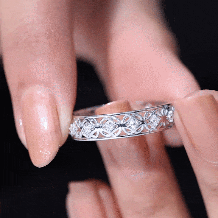 Vintage Inspired Zircon Celtic Knot Full Eternity Band Ring in Gold