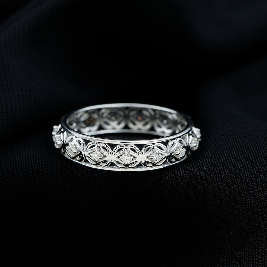 Vintage Inspired Zircon Celtic Knot Full Eternity Band Ring in Gold