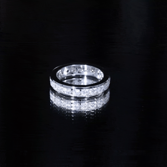 Channel Set Round Cubic Zirconia Full Eternity Band Ring