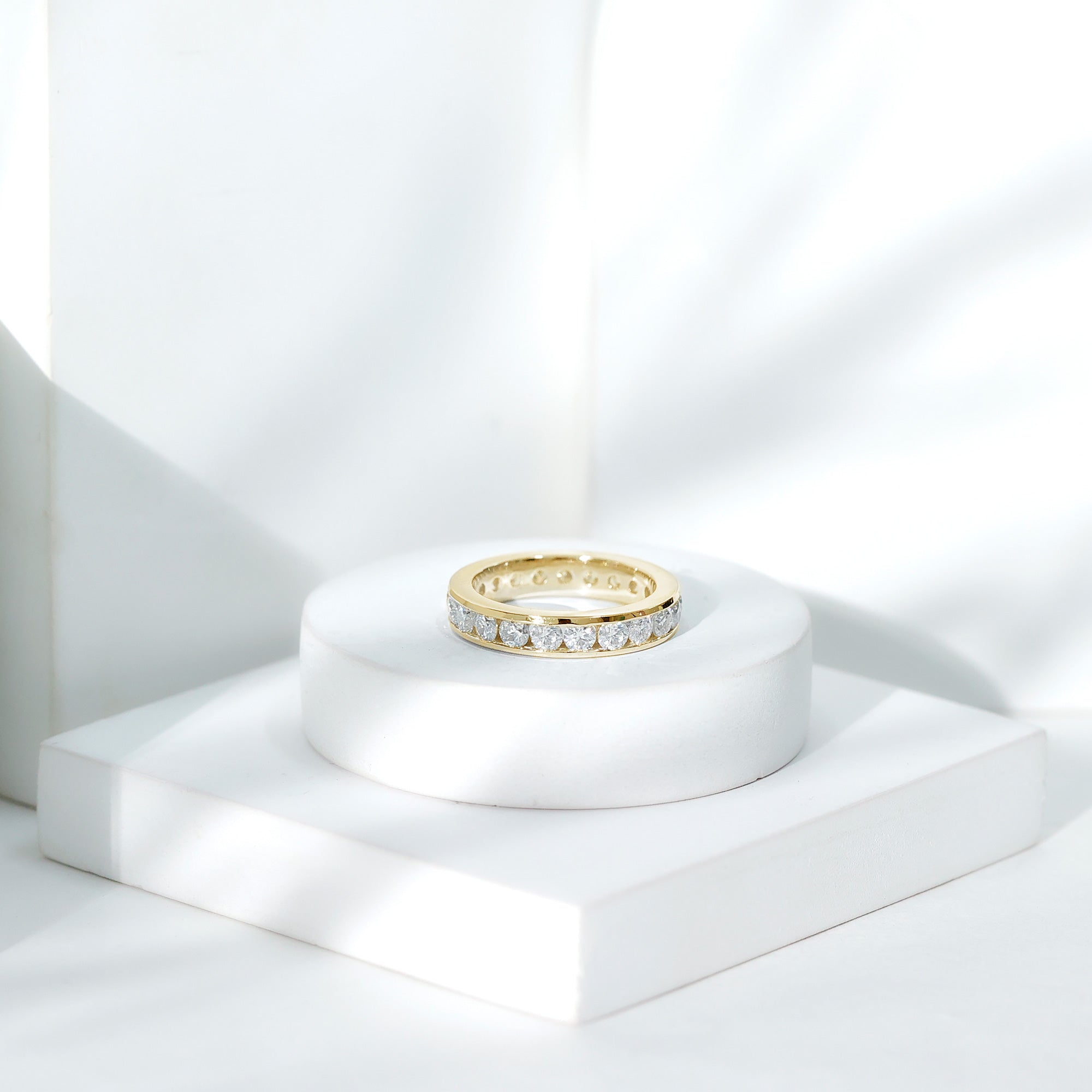 Channel Set Round Cubic Zirconia Full Eternity Band Ring