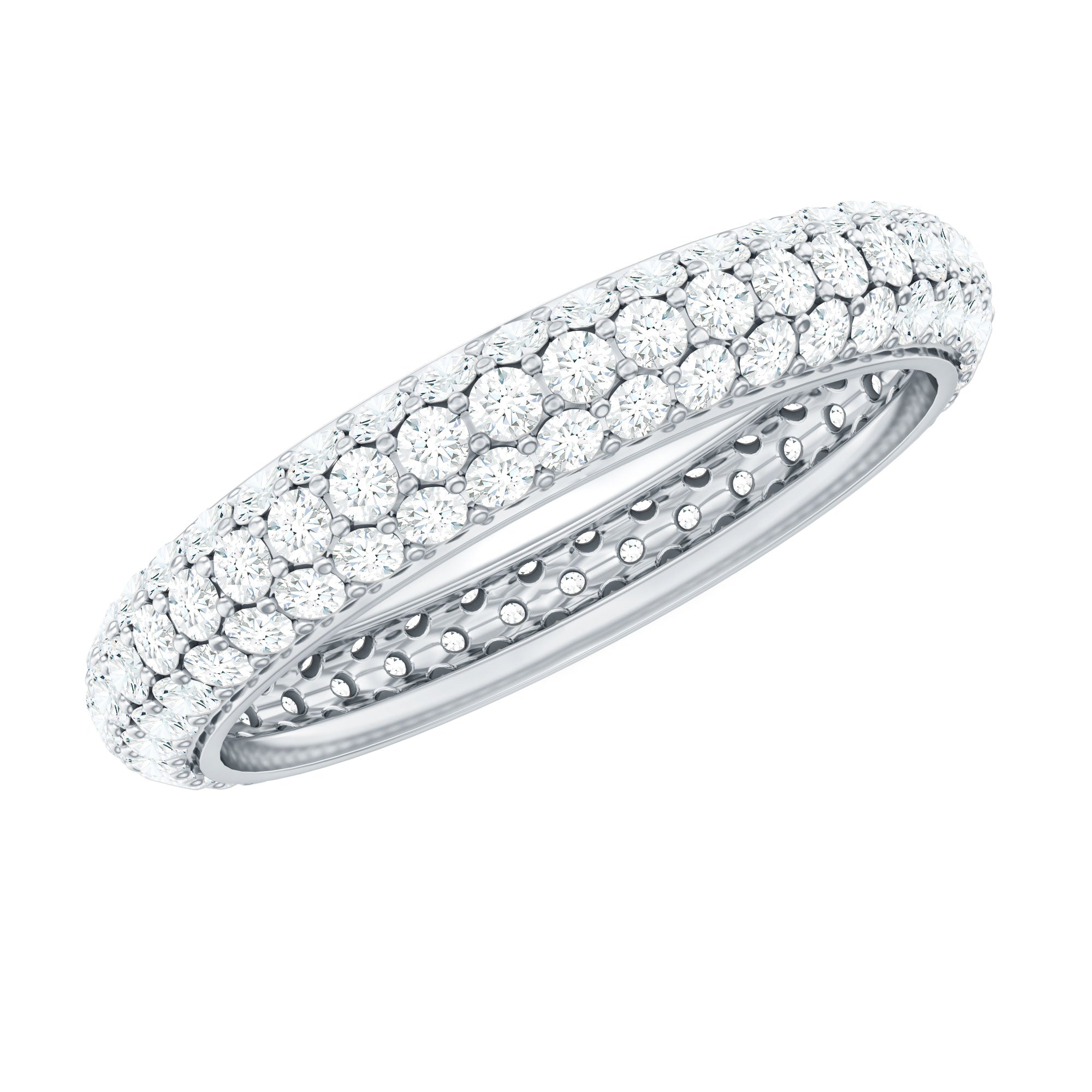 3 CT Simulated Diamond Three Row Eternity Band in Gold