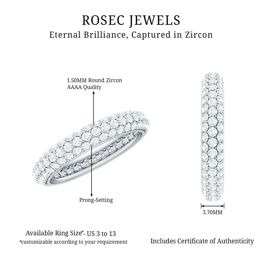 3 CT Simulated Diamond Three Row Eternity Band in Gold