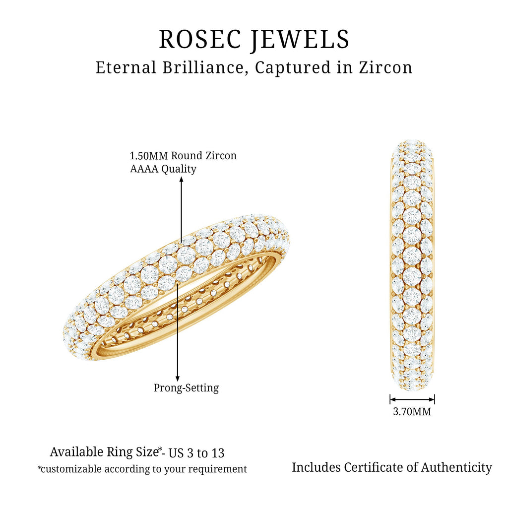 3 CT Simulated Diamond Three Row Eternity Band in Gold