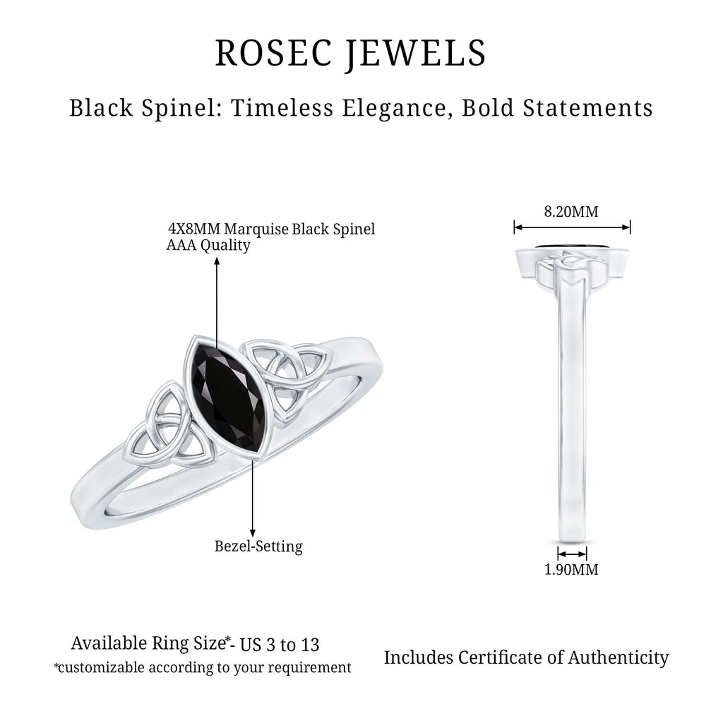 Marquise Shape Black Spinel Solitaire Promise Ring