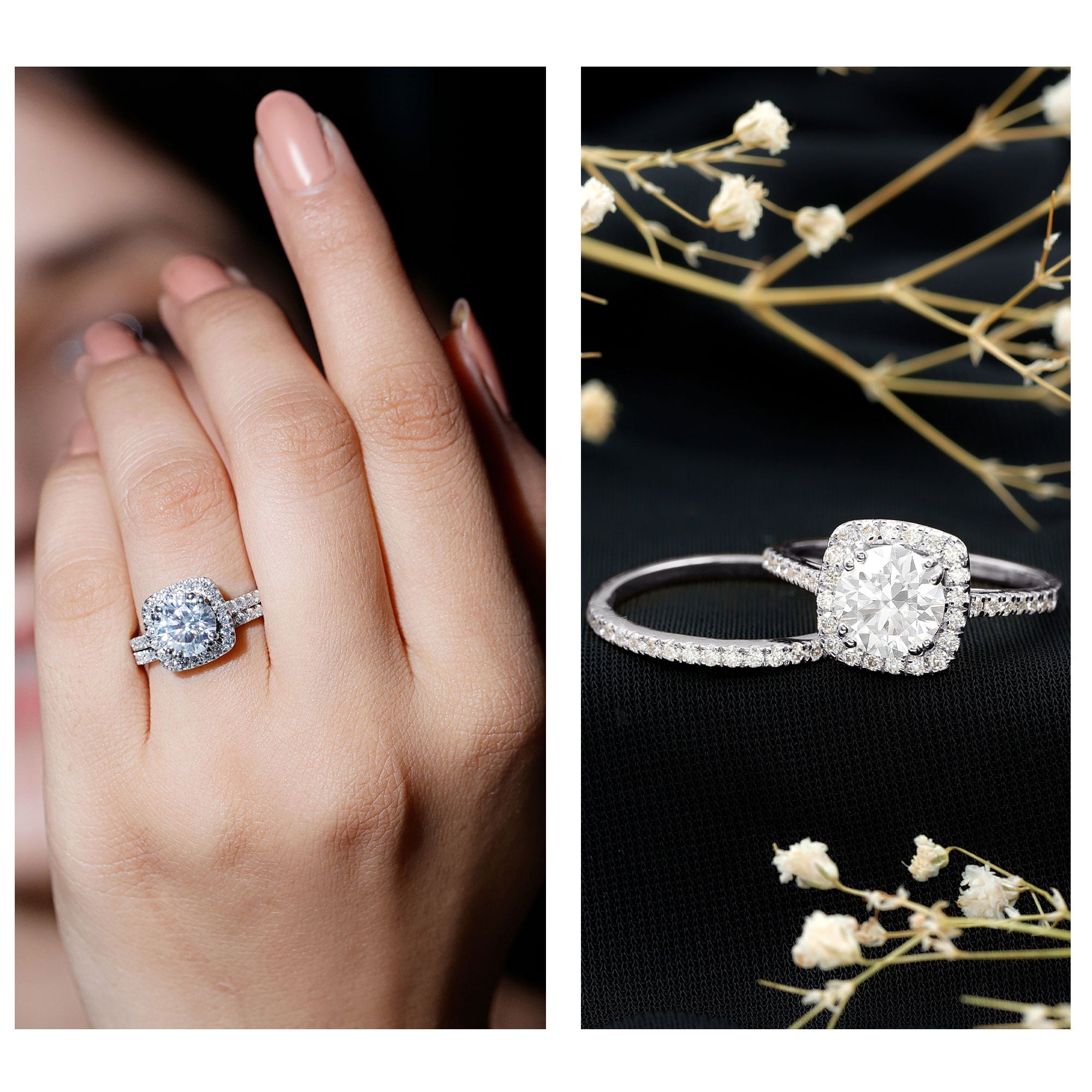 3 CT Round Cubic Zirconia Wedding Ring Set For Bride