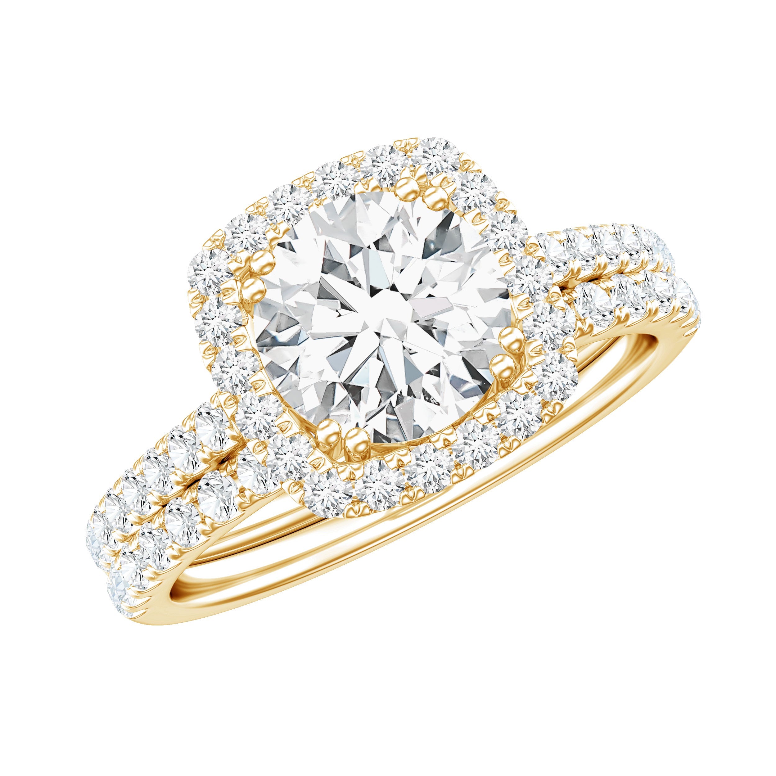 3 CT Round Cubic Zirconia Wedding Ring Set For Bride