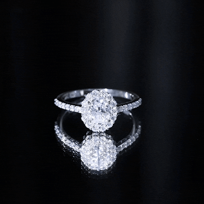 2.5 CT Oval Moissanite Classic Halo Engagement Ring