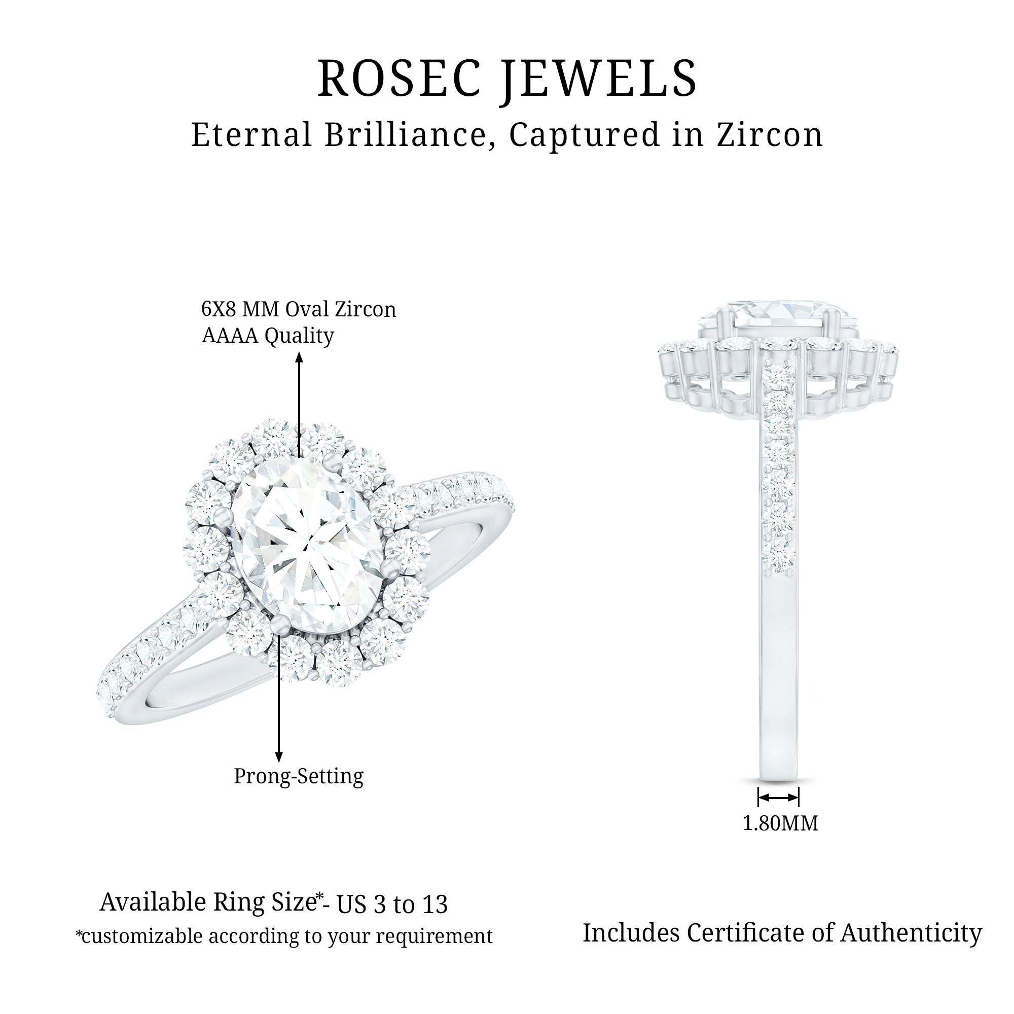 3 CT Oval Simulated Diamond Classic Halo Ring in Gold