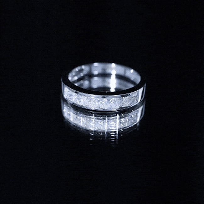 1.25 CT Princess Cut Moissanite Half Eternity Ring in Channel Setting