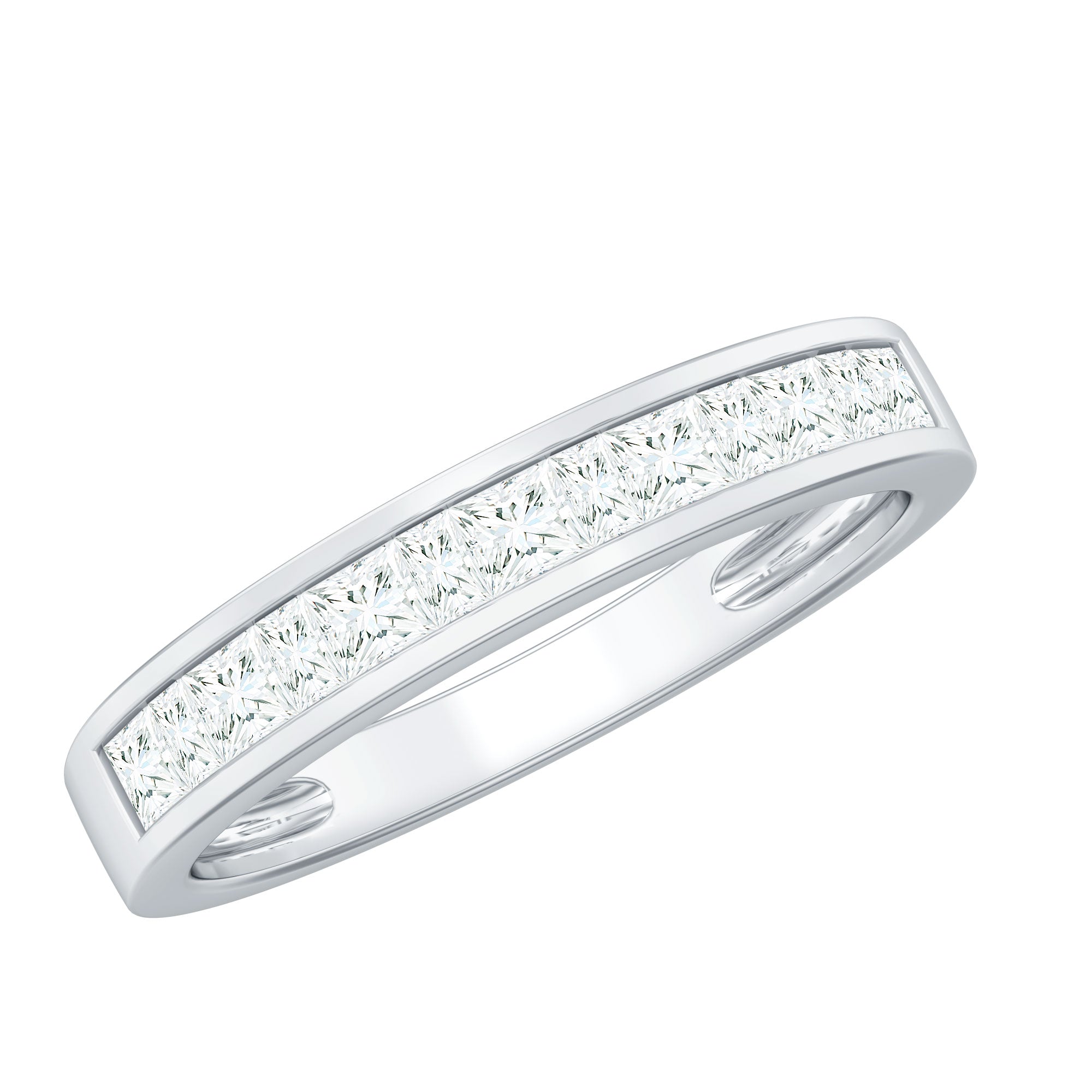 1.25 CT Princess Cut Moissanite Half Eternity Ring in Channel Setting