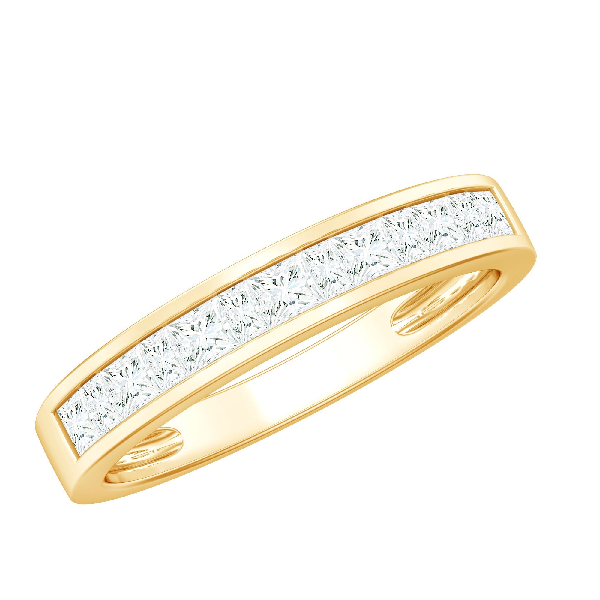 1.25 CT Princess Cut Moissanite Half Eternity Ring in Channel Setting