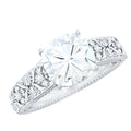 Cushion Cut Solitaire Zircon Gold Floral Engagement Ring