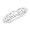 Round Zircon Semi Eternity Band Ring with Gold Filigree Details