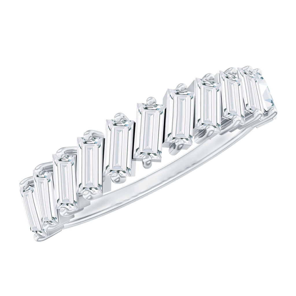Tilted Baguette Cut Simulated Diamond Half Eternity Ring in Gold