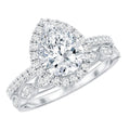 Designer Zircon Teardrop Wedding Ring with Enhancer Band