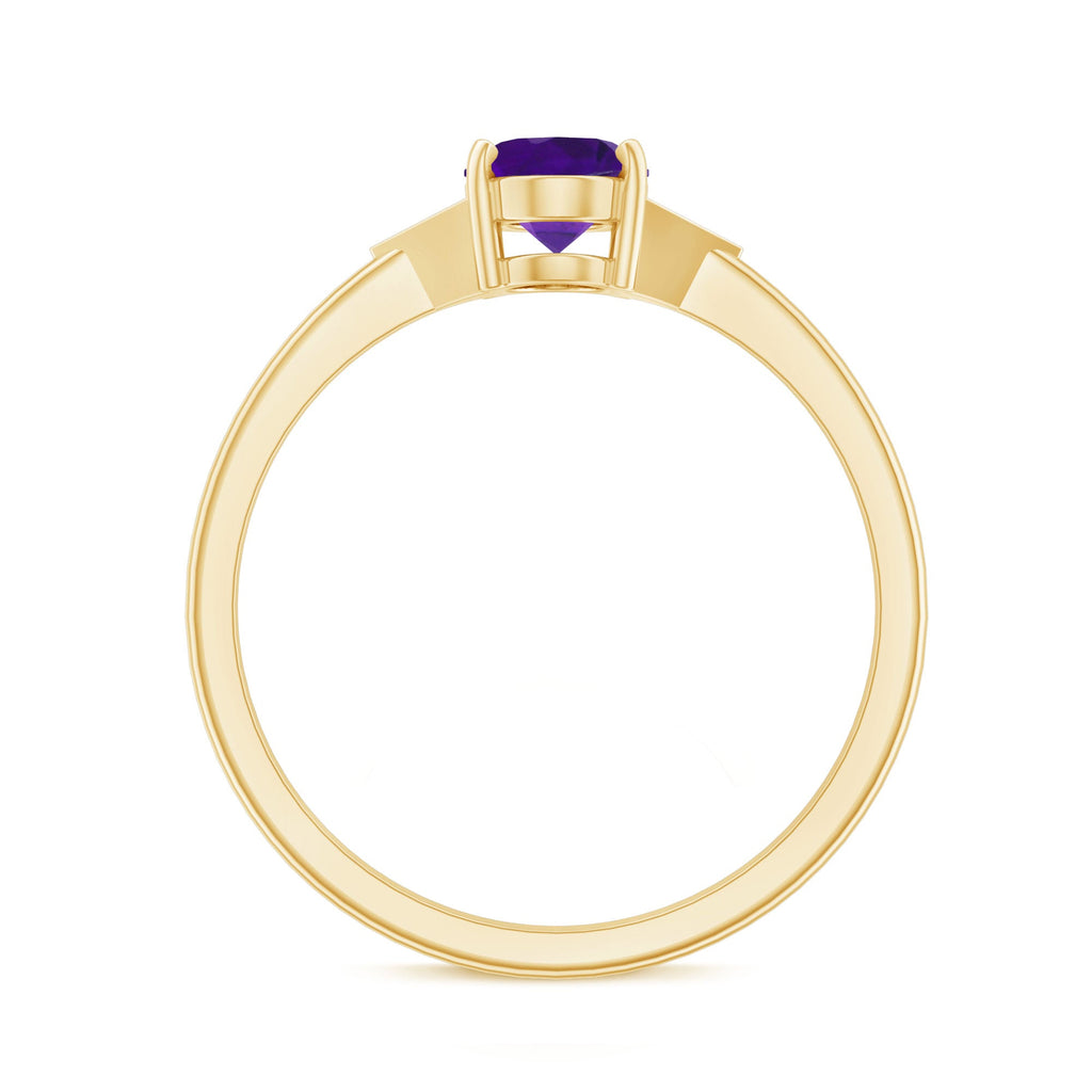 Oval Amethyst Solitaire Engagement Ring with Diamond Accent