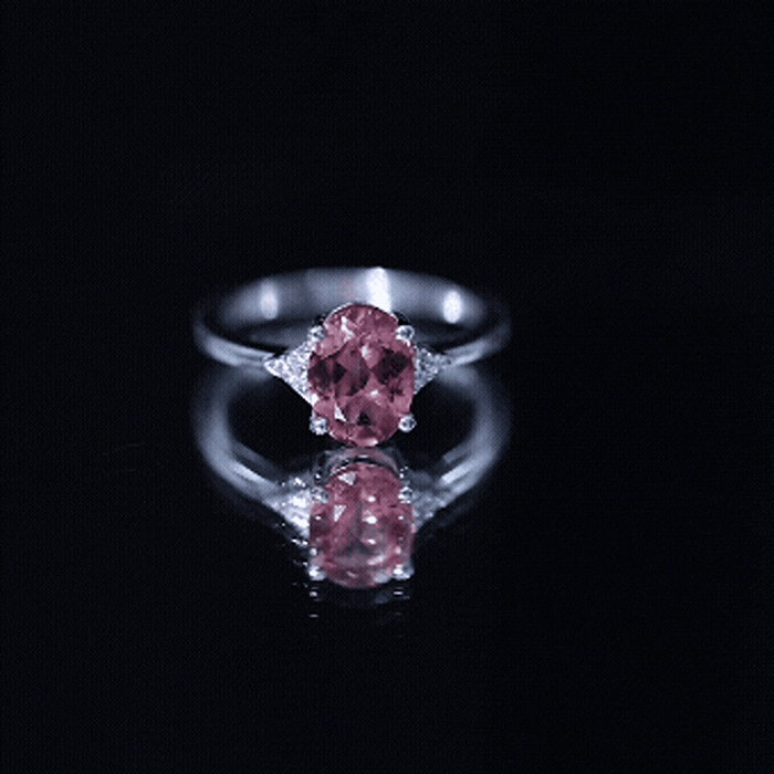 1.25 CT Oval Pink Tourmaline Solitaire Ring with Diamond Accent