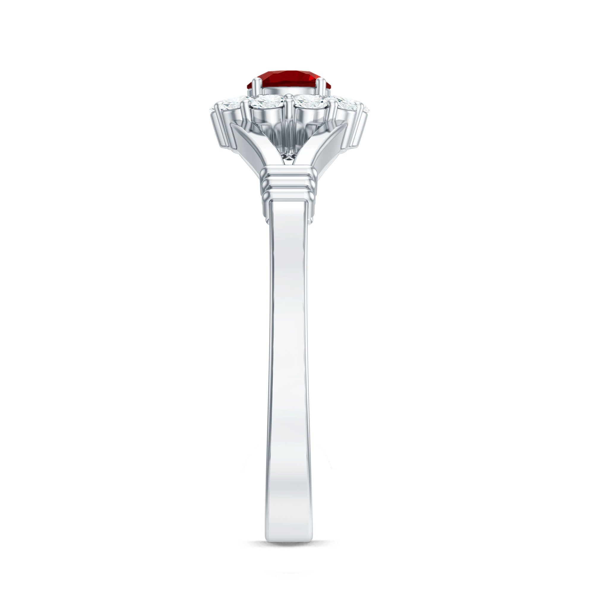Lab Grown Ruby and Diamond Split Shank Engagement Ring