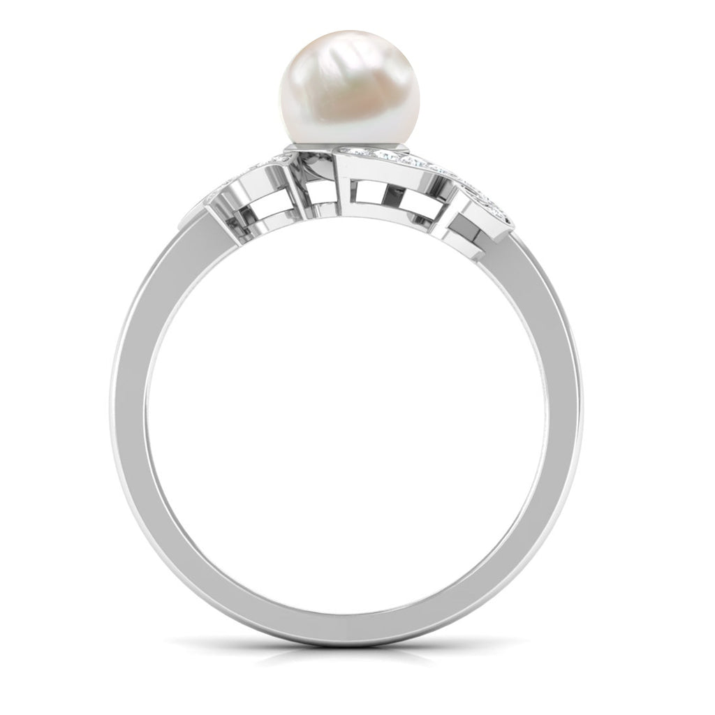 3.25 CT Designer Freshwater Pearl Engagement Ring with Diamond