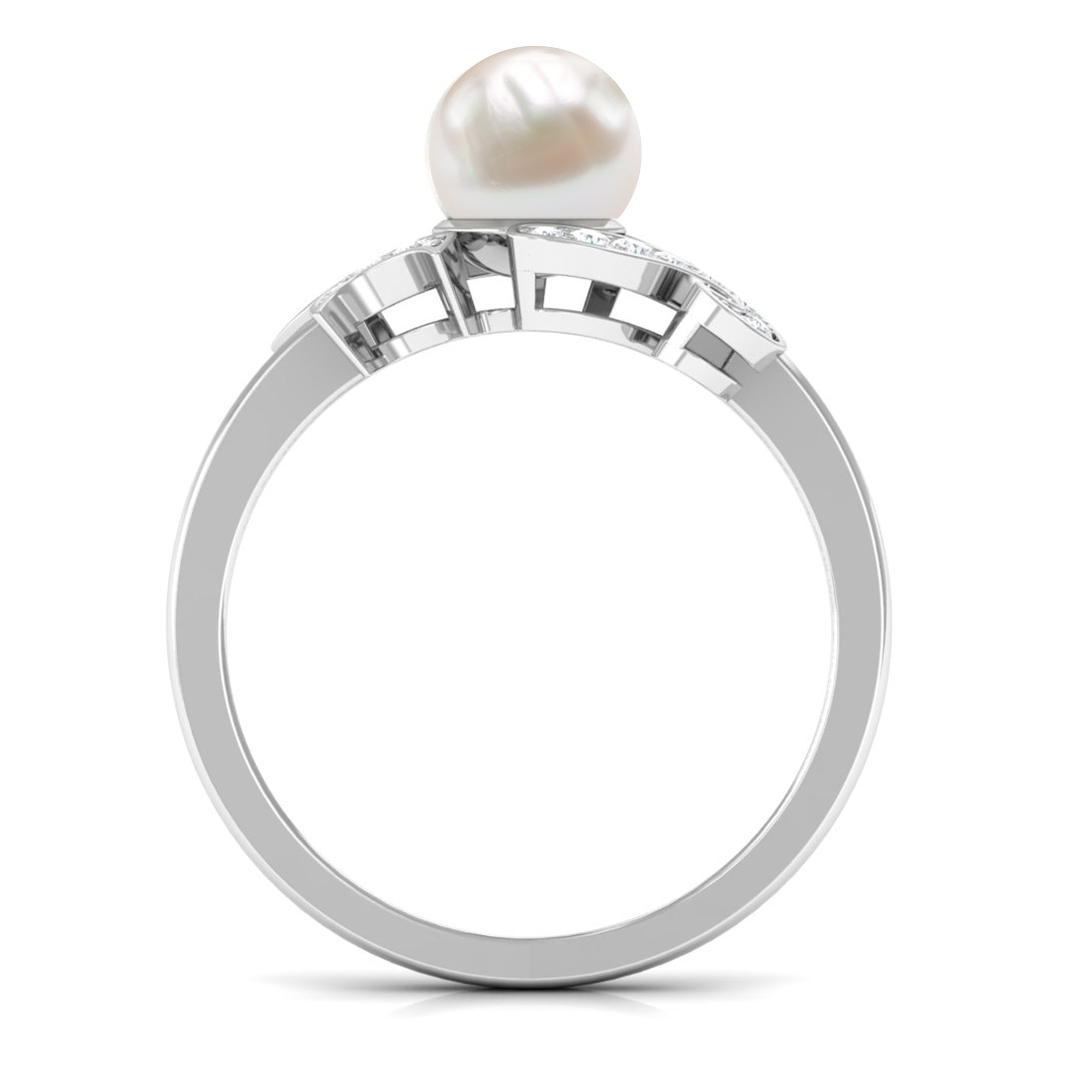 3.25 CT Designer Freshwater Pearl Engagement Ring with Diamond