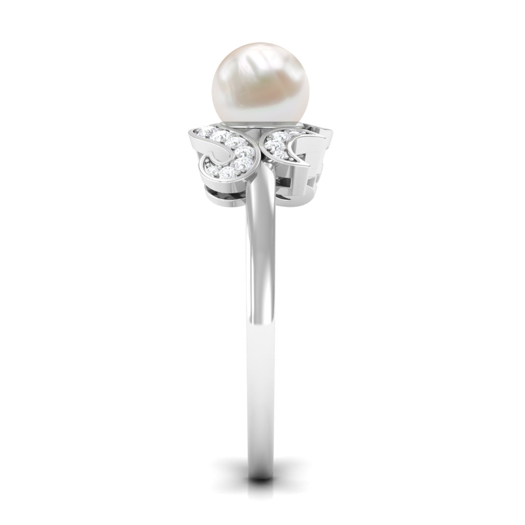 3.25 CT Designer Freshwater Pearl Engagement Ring with Diamond