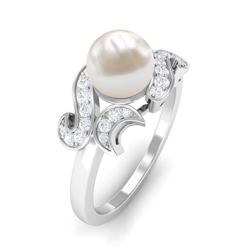 3.25 CT Designer Freshwater Pearl Engagement Ring with Diamond