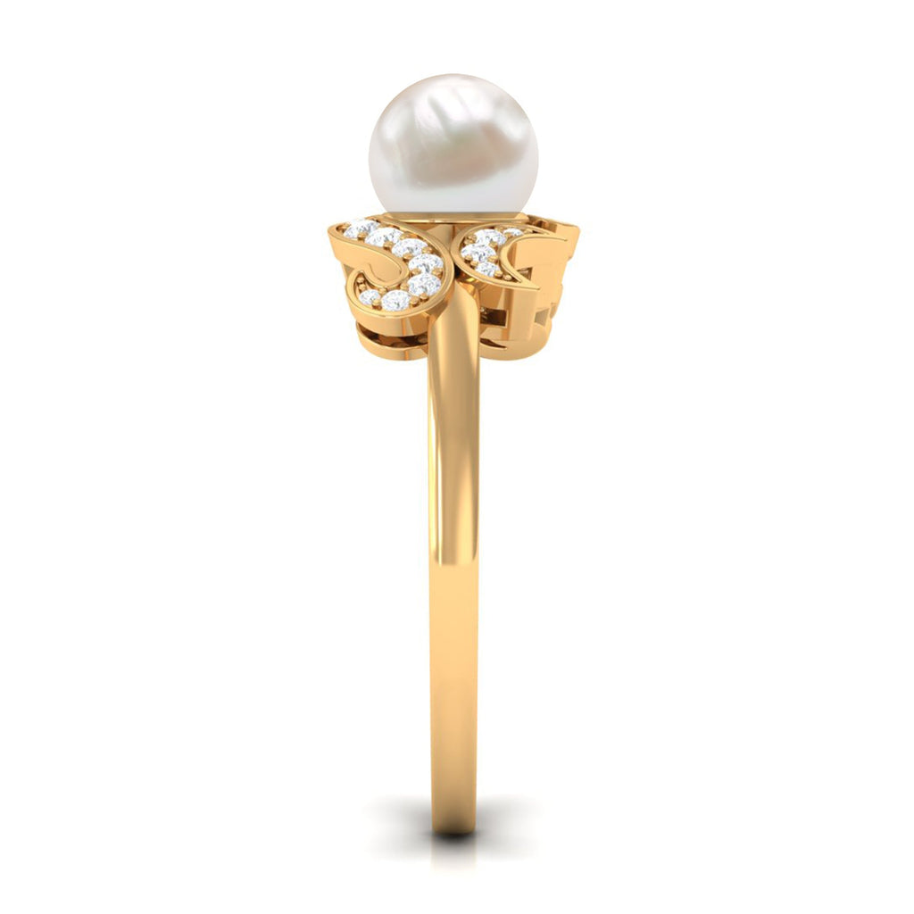 3.25 CT Designer Freshwater Pearl Engagement Ring with Diamond