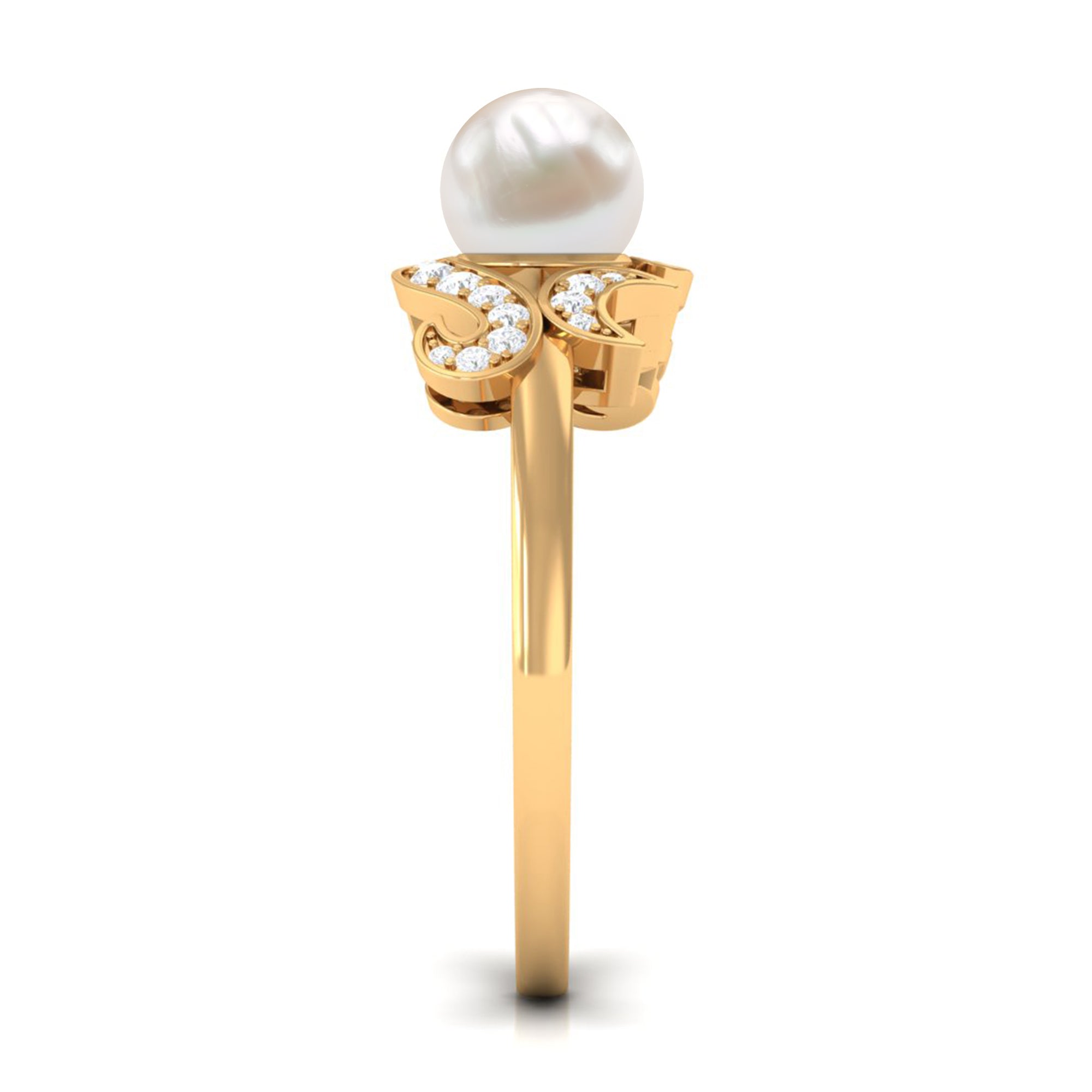 3.25 CT Designer Freshwater Pearl Engagement Ring with Diamond