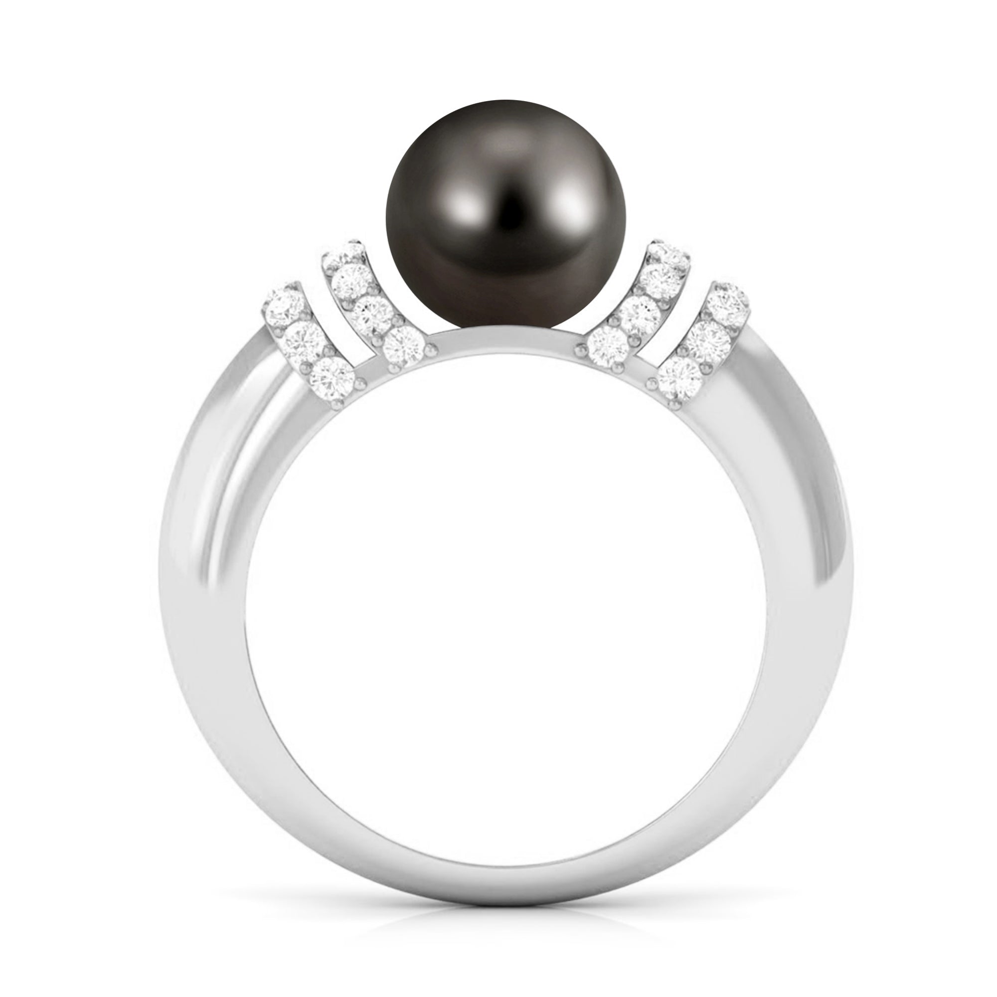 8.75 CT Tahitian Pearl and Diamond Engagement Ring