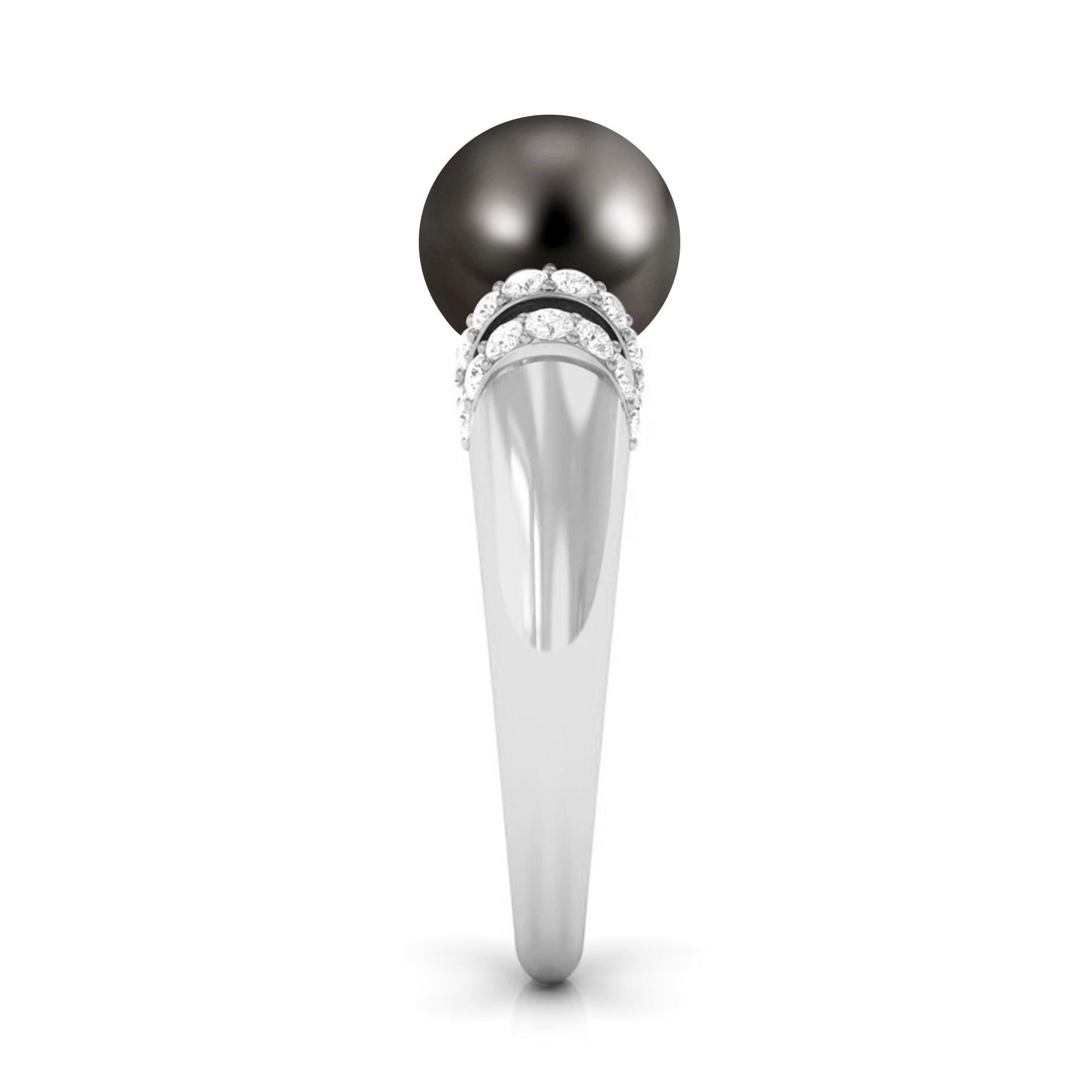 8.75 CT Tahitian Pearl and Diamond Engagement Ring