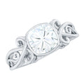 Cushion Cut Cubic Zirconia Vintage Inspired Solitaire Ring in Bezel Setting