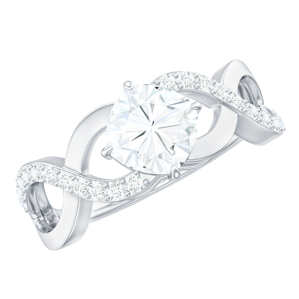 Cushion Cut Moissanite Infinity Band Engagement Ring