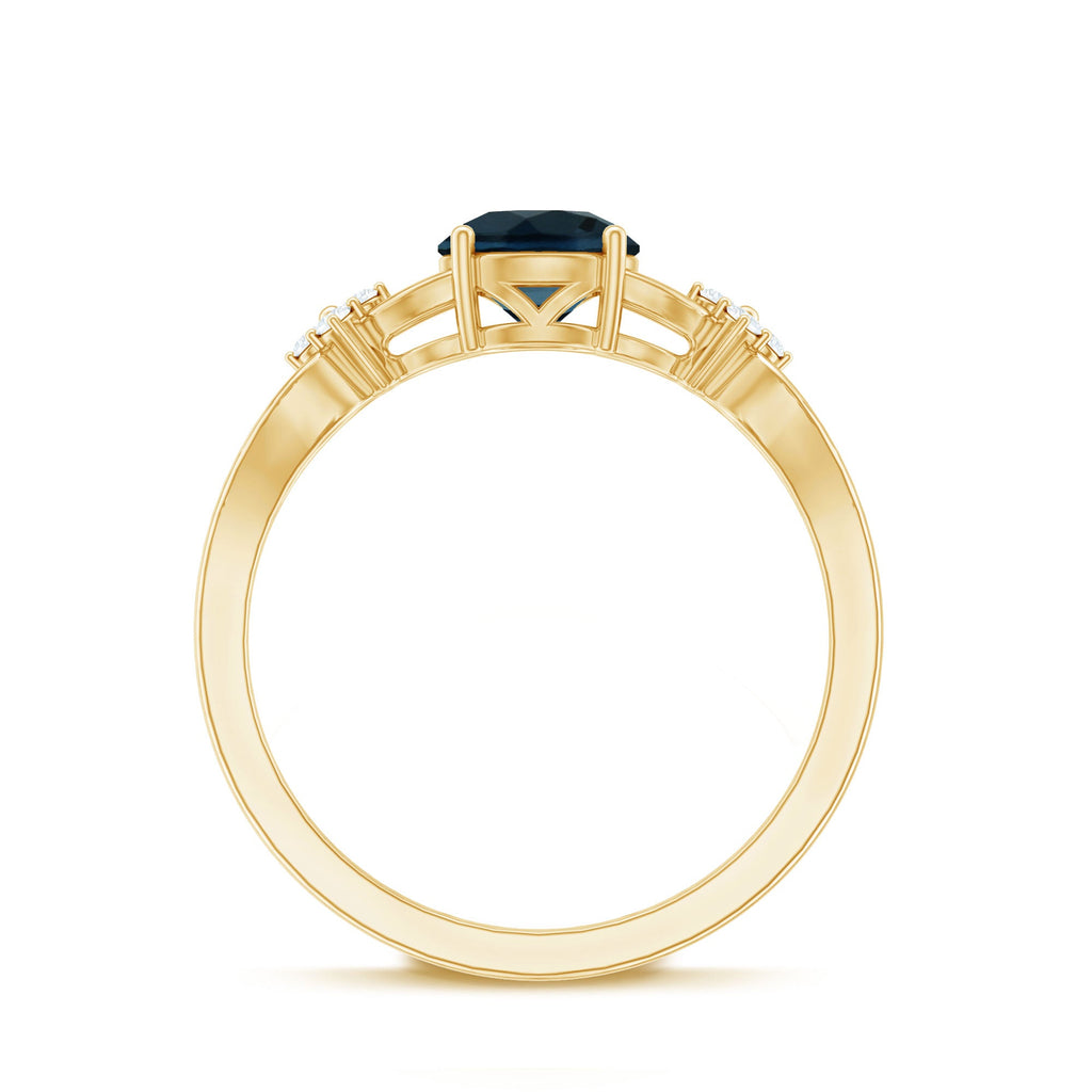 7mm London Blue Topaz Solitaire Engagement Ring with Diamond