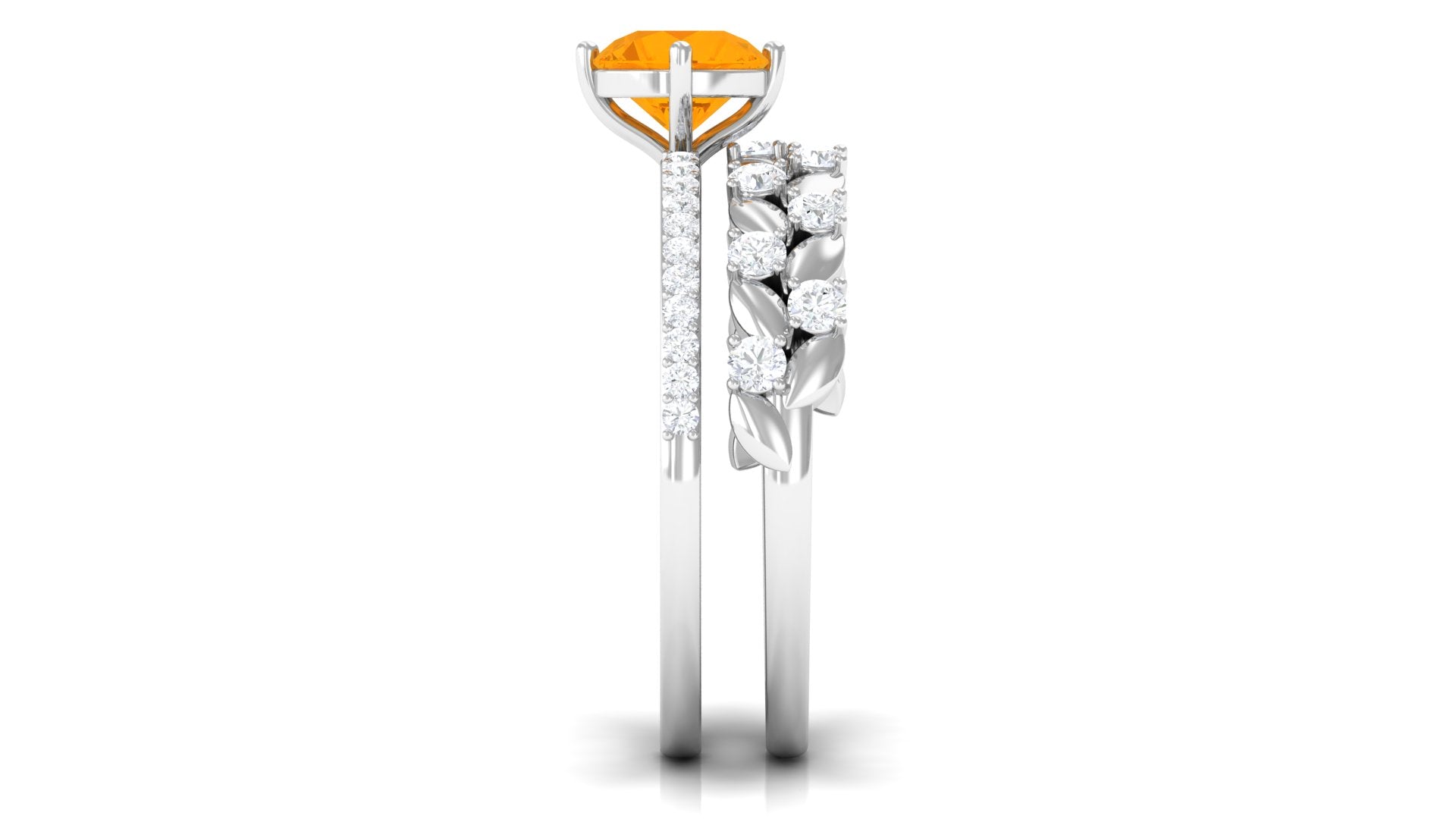 1.75 CT Fire Opal Classic Wedding Ring Set in Gold with Moissanite
