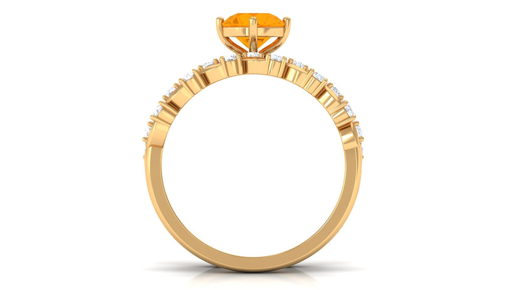 1.75 CT Fire Opal Classic Wedding Ring Set in Gold with Moissanite