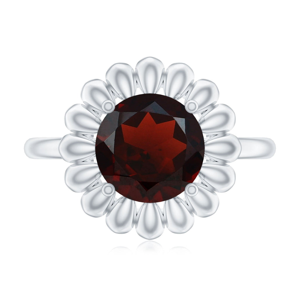 Nature Inspired Garnet Huge Engagement Ring With Certificate