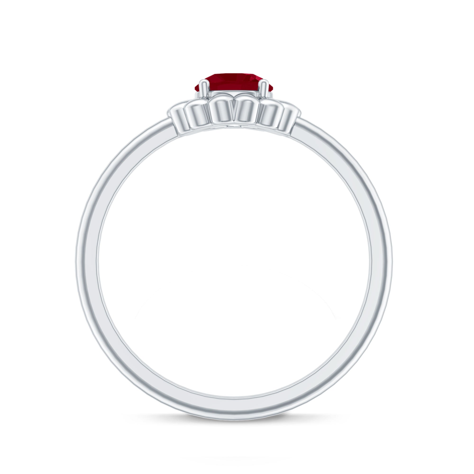 3/4 CT Round Cut Solitaire Ruby Gold Flower Ring